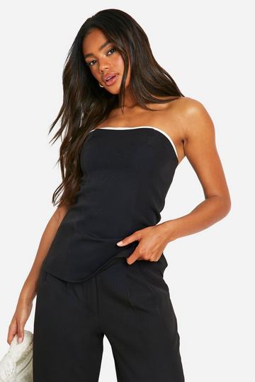 Contrast Seam Detail Tailored Bandeau black