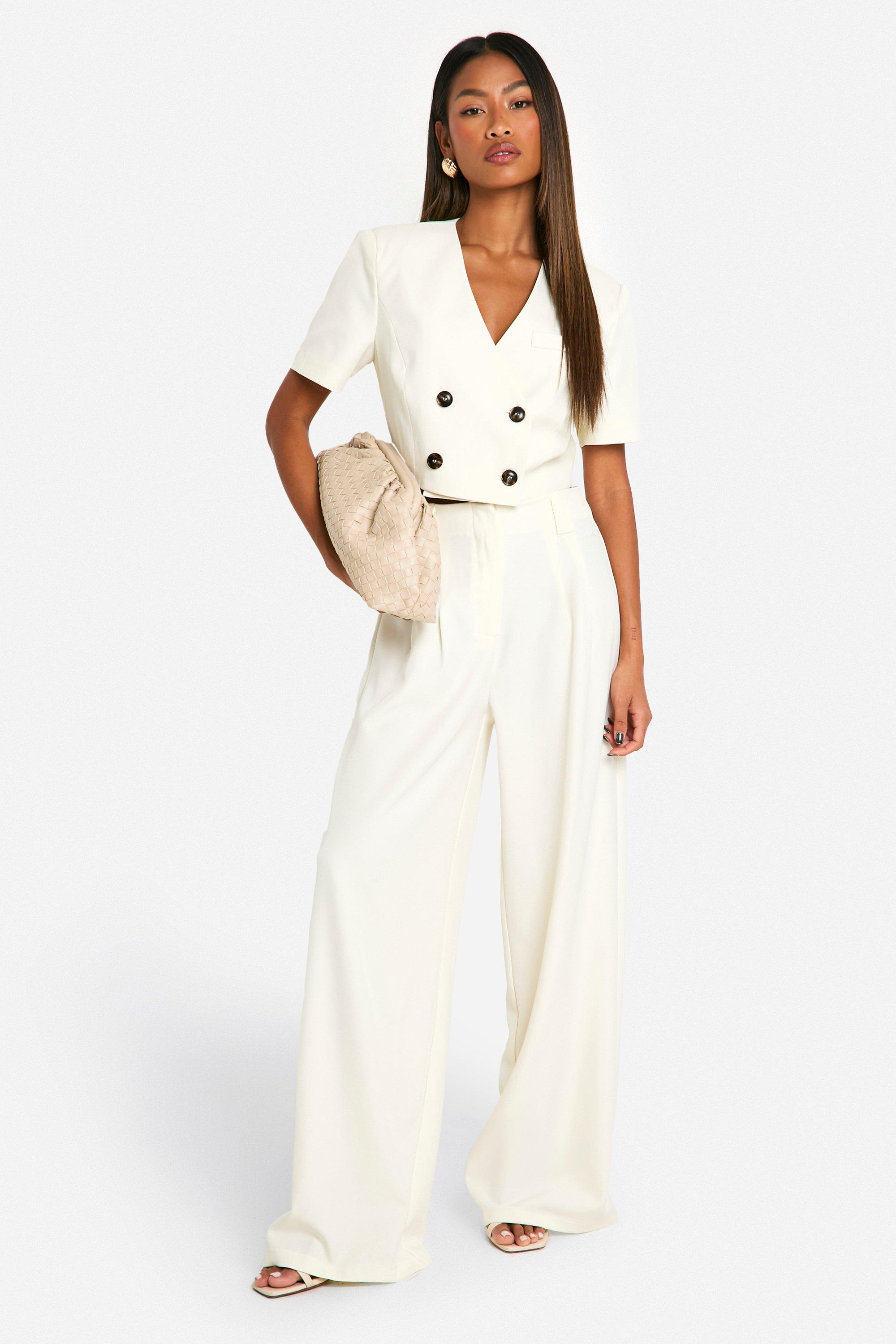 Collarless cropped blazer outlet