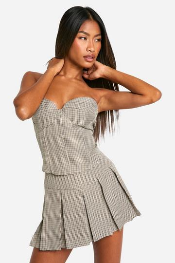 Tonal Check Sweetheart Bandeau Corset stone