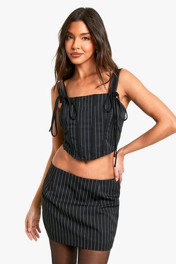 Pinstripe Boned Detail Corset black