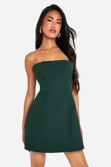 Bandeau A-line Mini Dress emerald