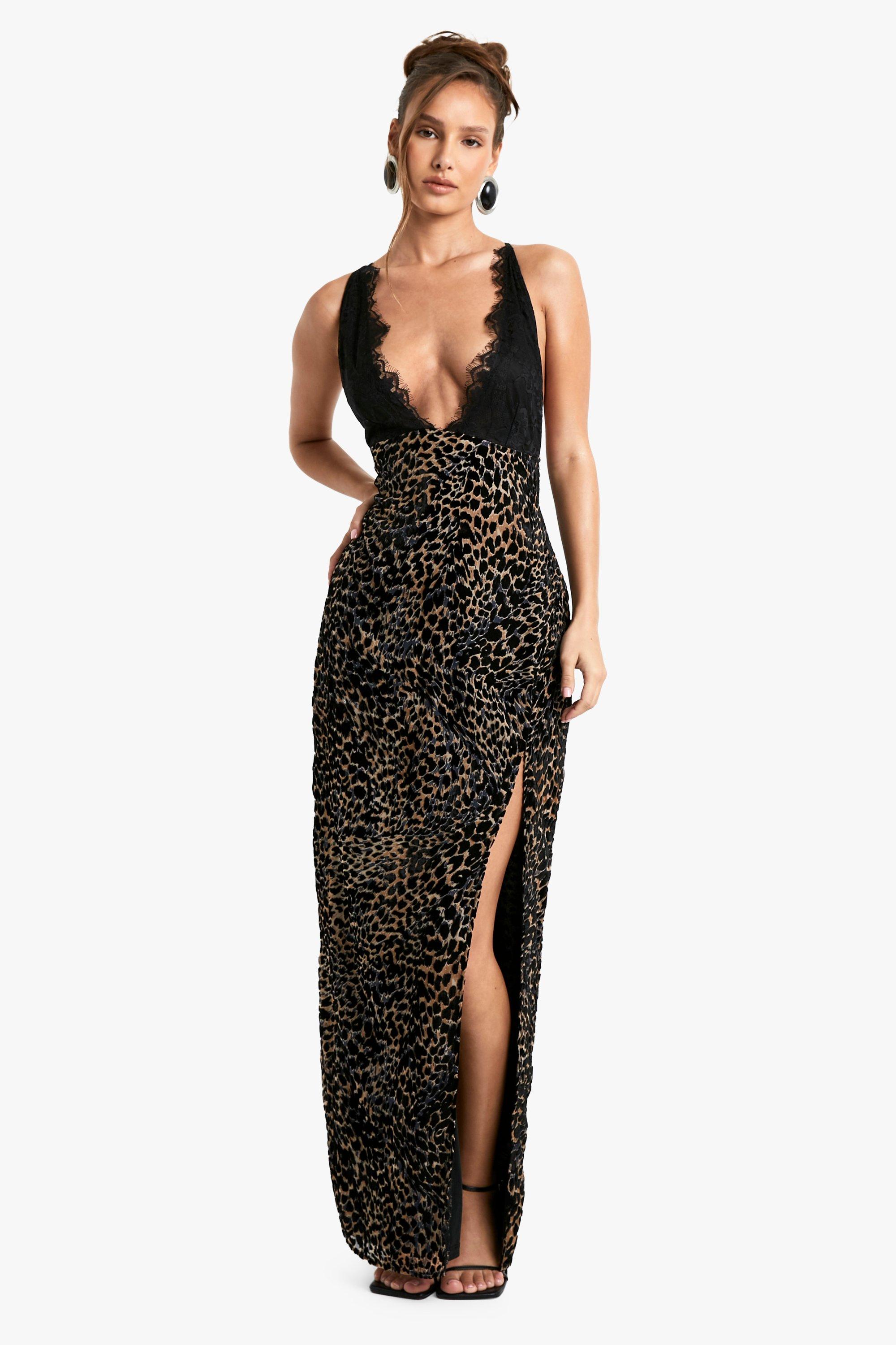 Leopard Trim Maxi Dress Leopard Trim Maxi Dress