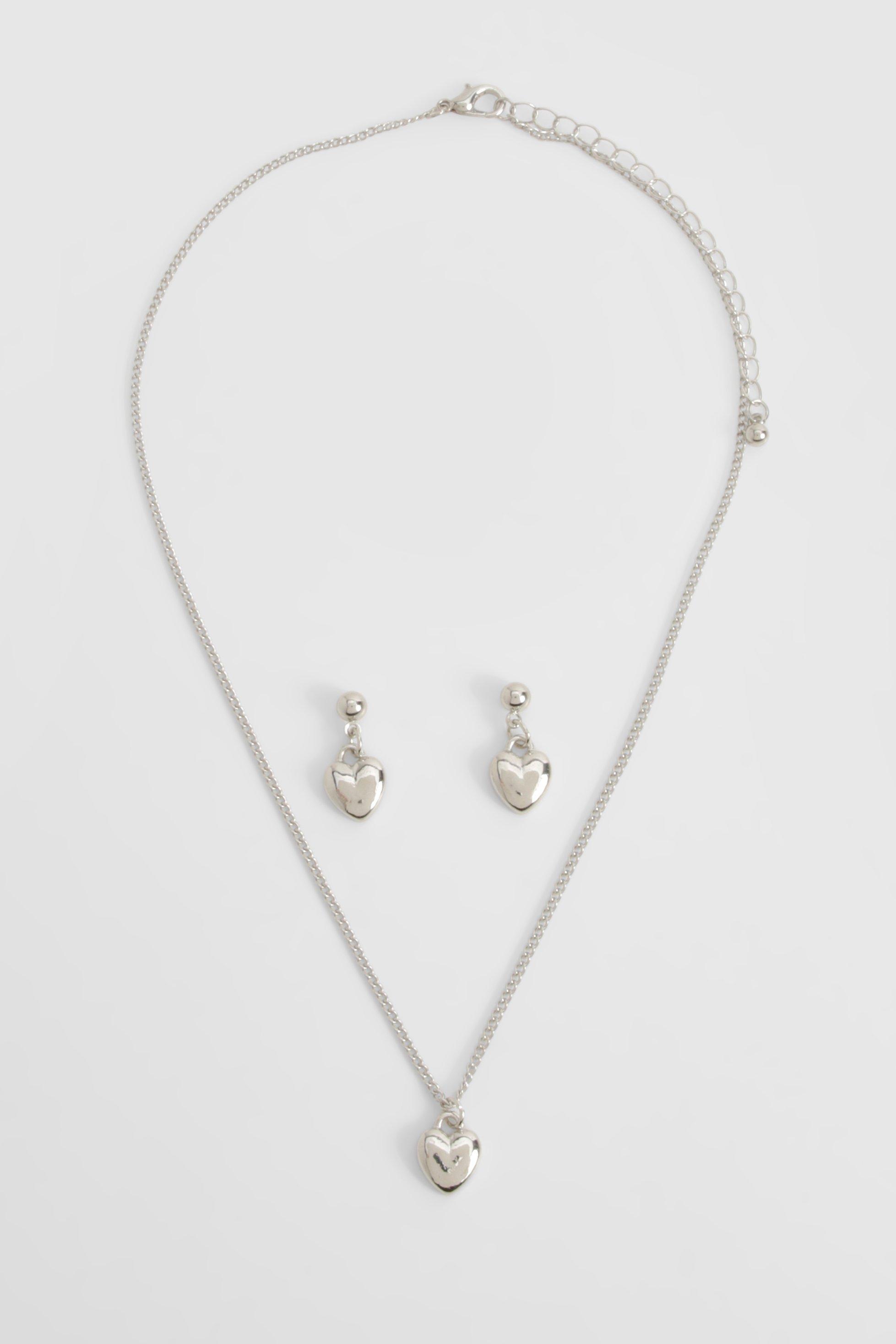Heart Necklace Earring Set boohoo DK