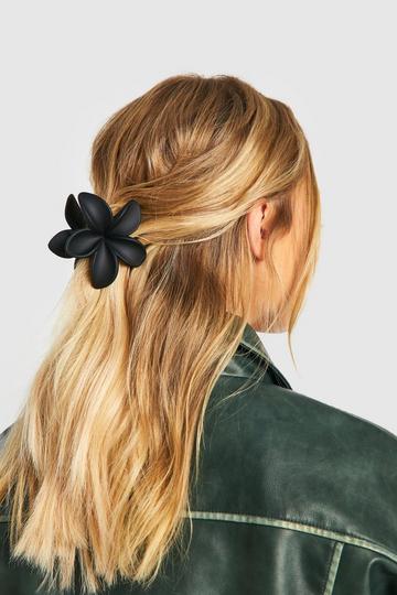 Black Tonal Flower Claw Clip