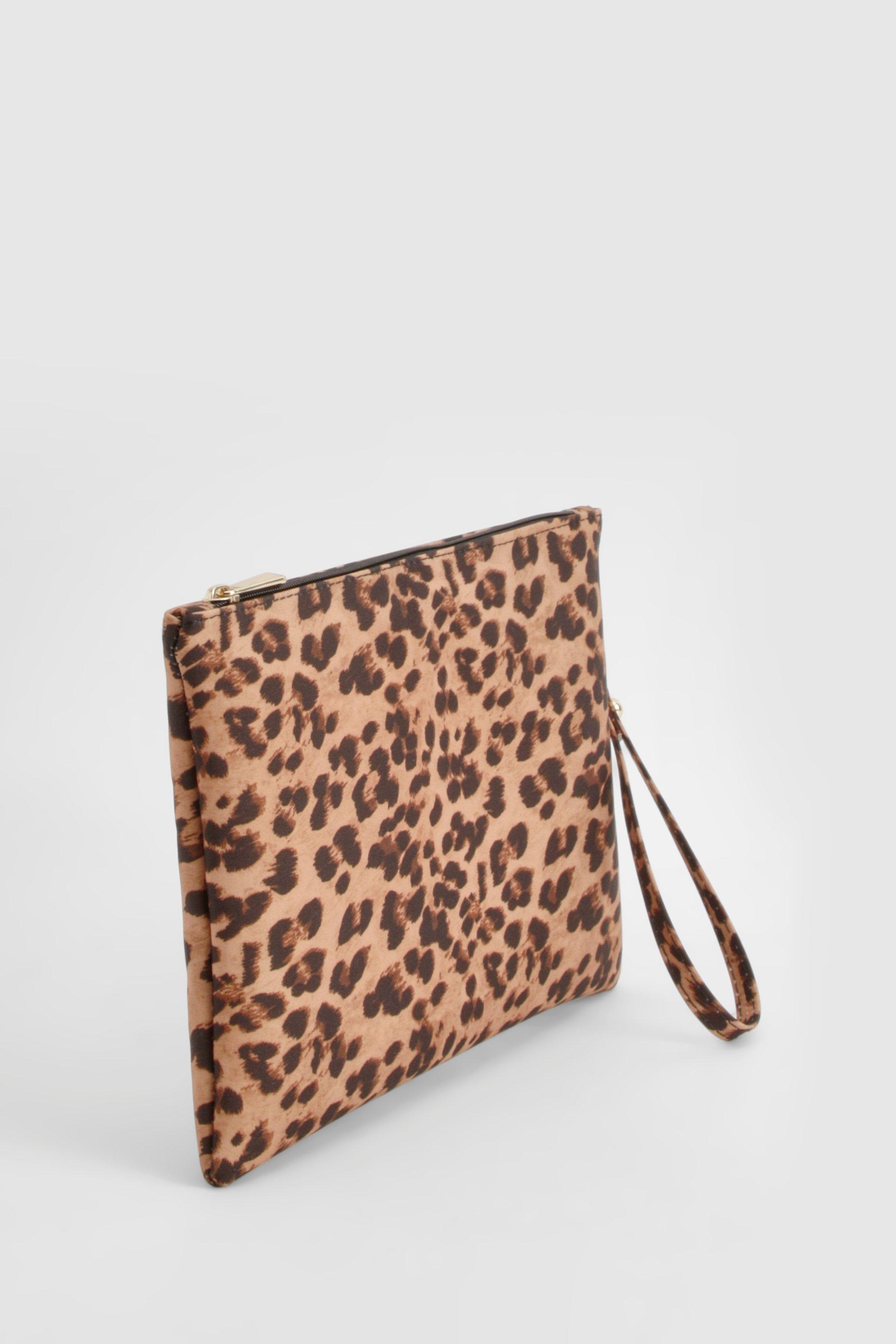 Pochette leopardata con zip