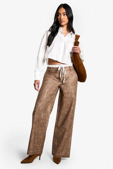 Boxer Waistband Washed Pu Straight Leg Trouser vintage wash
