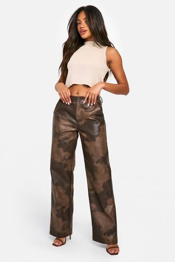 High Waisted Washed Pu Straight Leg Trouser vintage wash