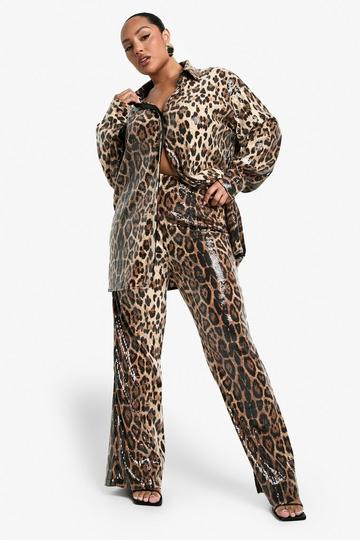 Plus Leopard Sequin Trouser leopard