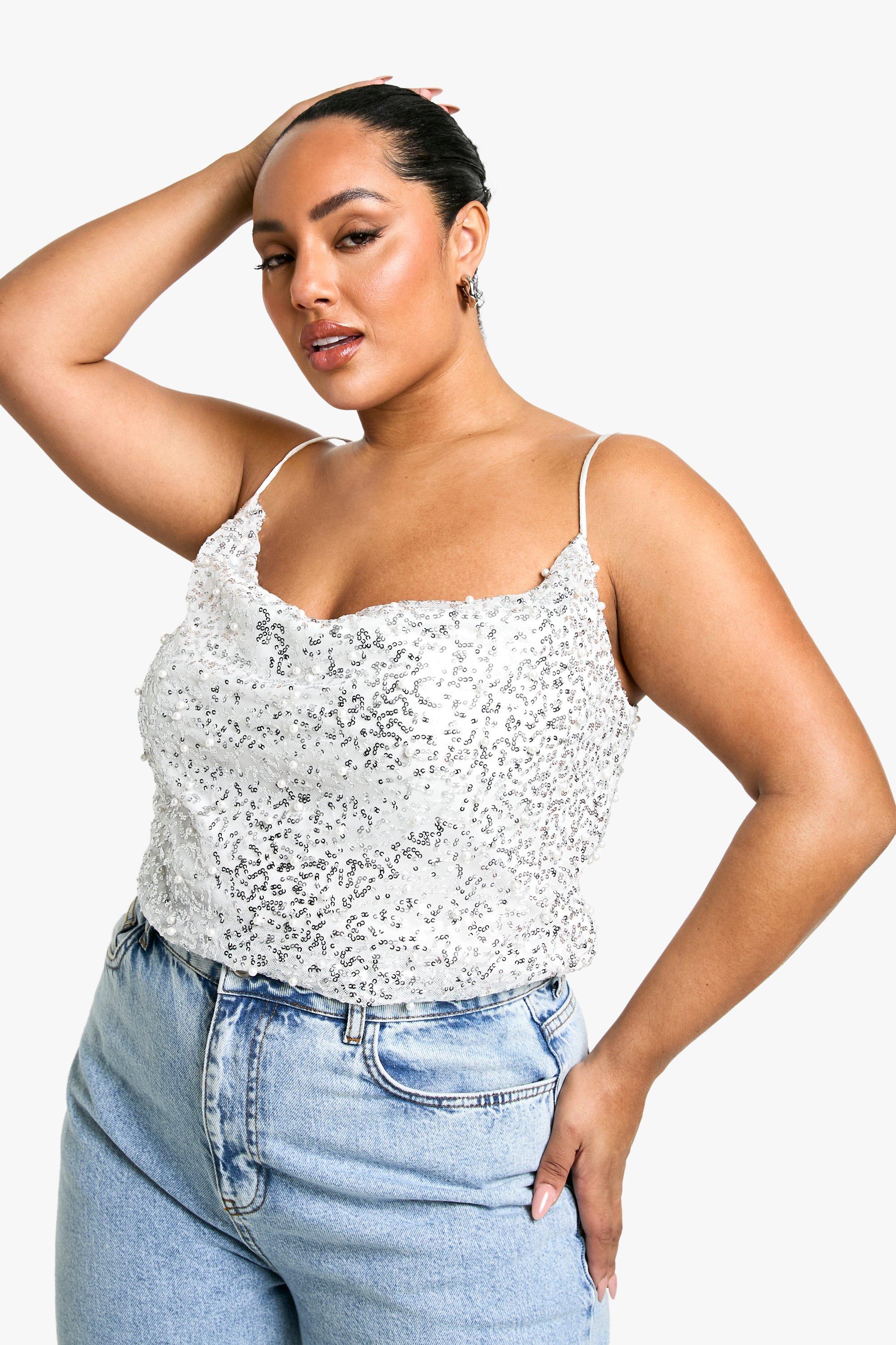 Plus Pearl Cowl Neck Top | boohoo