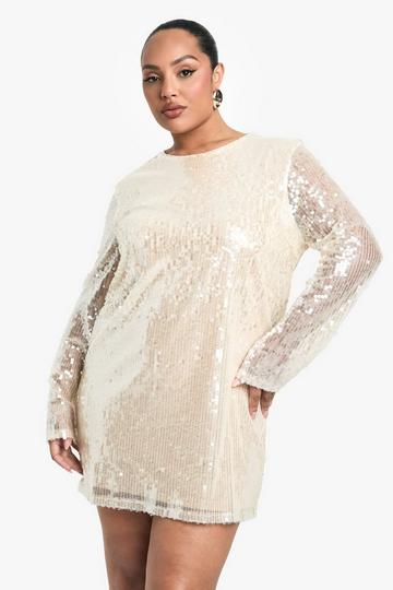 Plus Sequin Shift Dress white