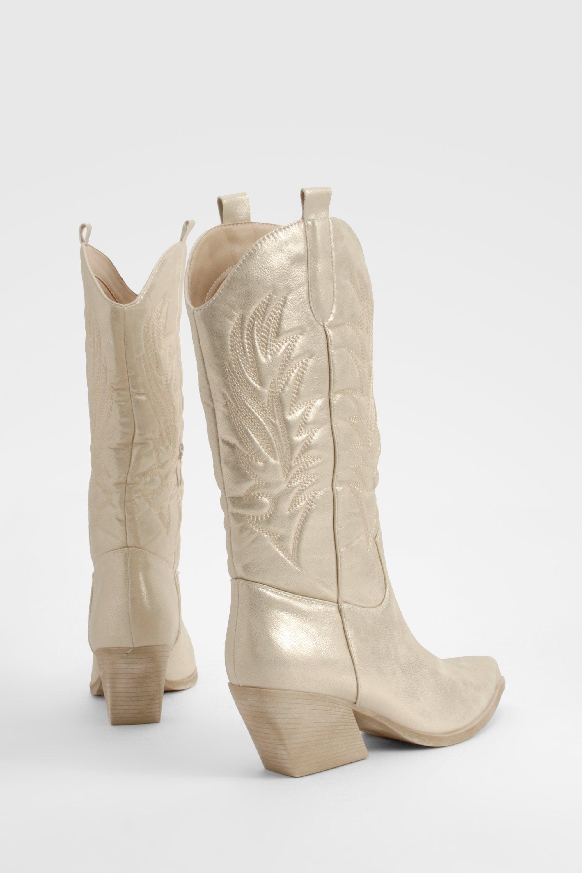 Embroidered on sale Knee High Cowboy Boots