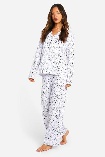 Tall Bloemenpatroon Pyjama Set Met Lange Mouwen white