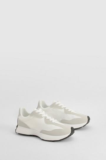 Chunky Sole Contrast Panel Trainers white