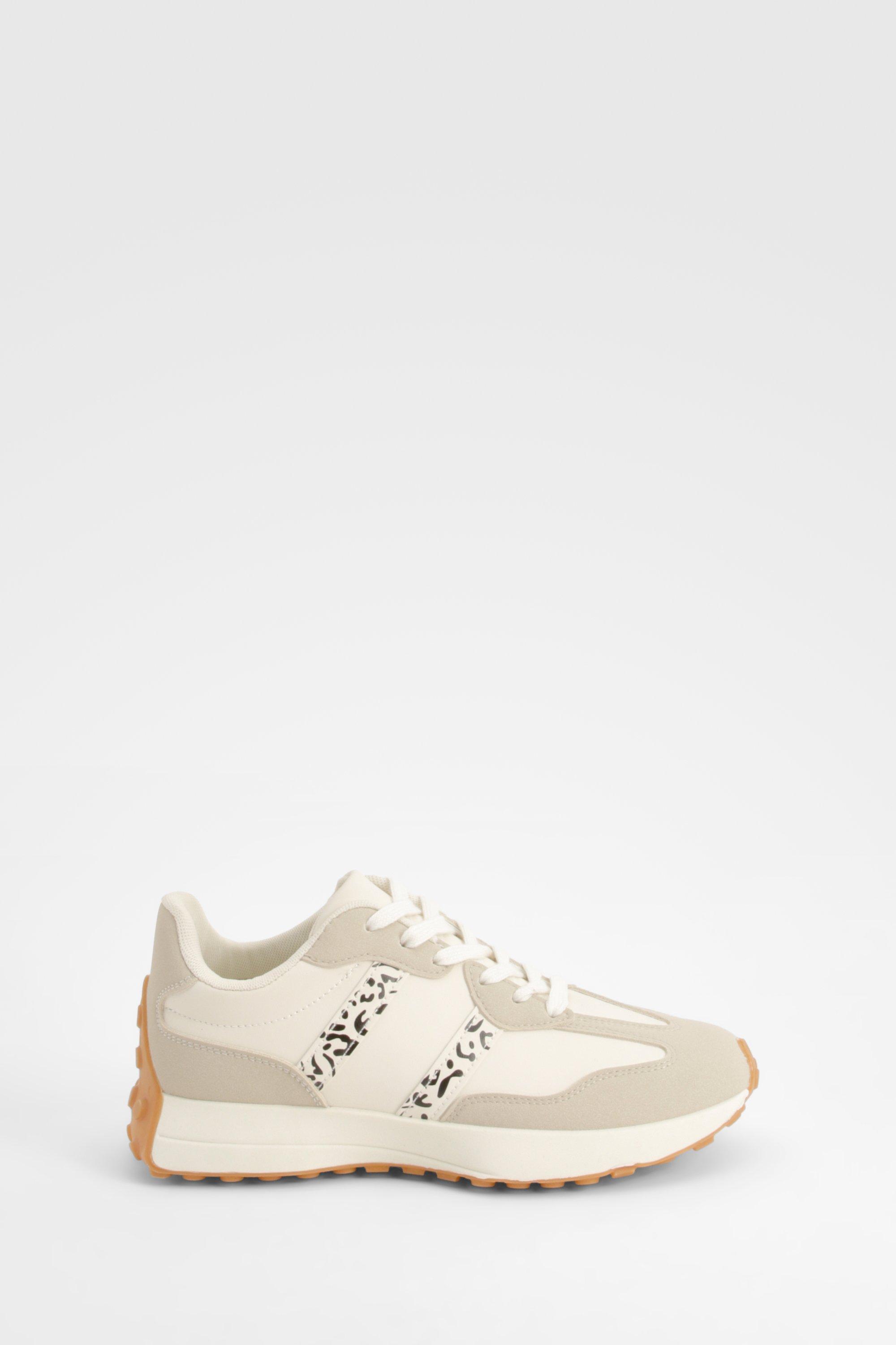 Leopard Stripe Trainers boohoo