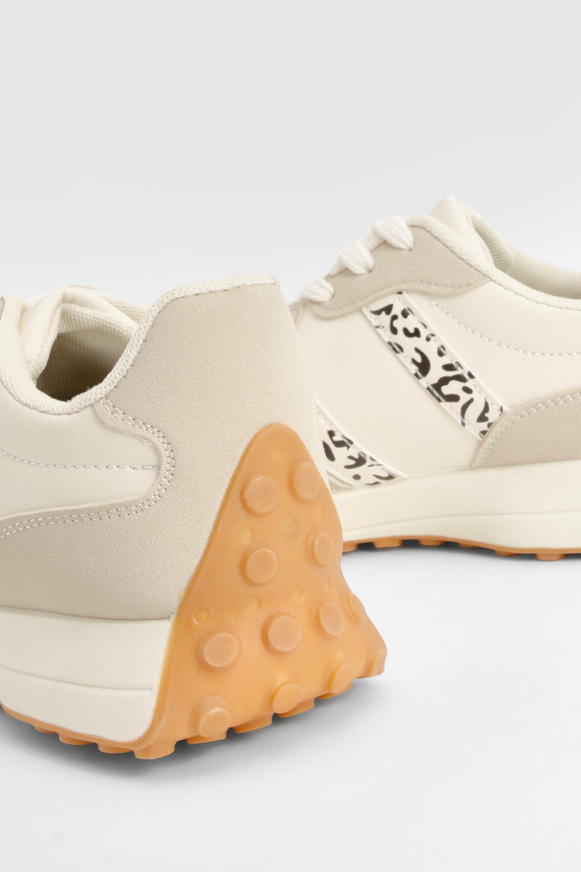 Leopard Stripe Trainers boohoo