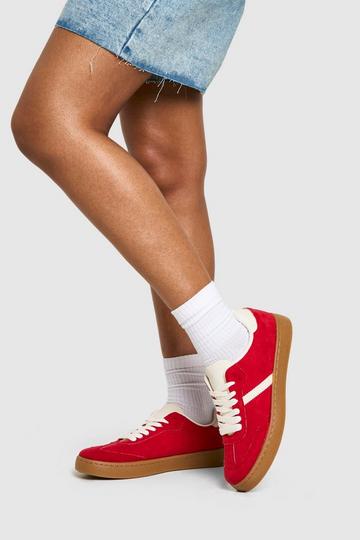 Gum Sole Lace Up Trainers red