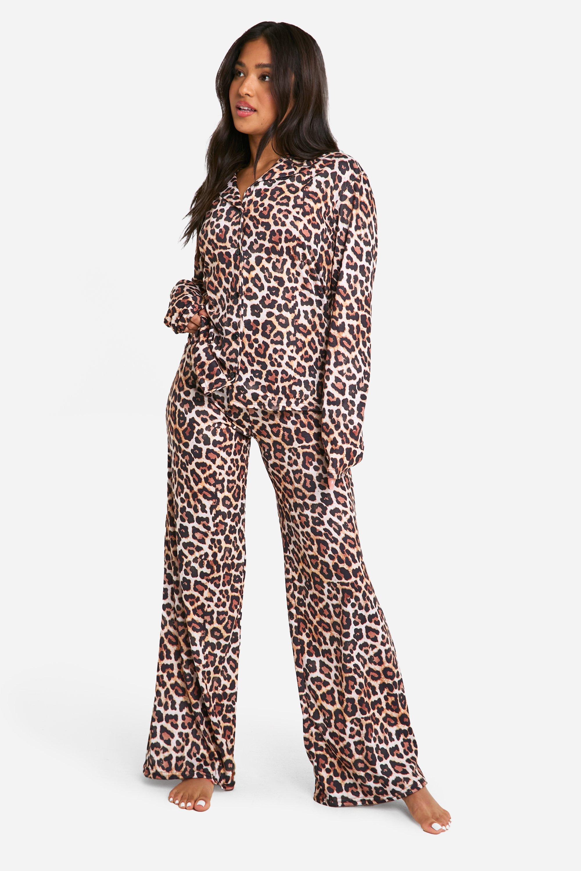 Boohoo Women s Petite Leopard Print Pyjama Set Multi