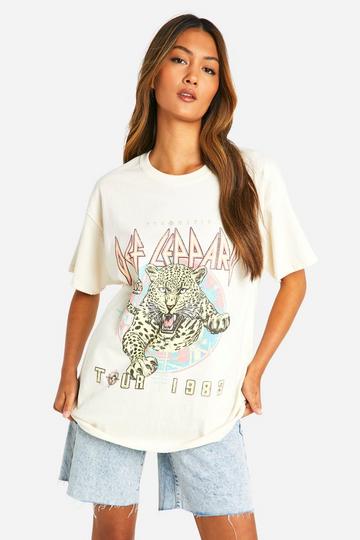 Def Leopard License Printed Tour Oversized T-shirt sand