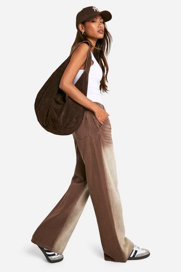 Faded Wide Leg Jeans brown