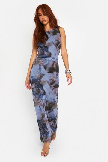 Tye Dye Mesh Racer Neck Maxi Dress multi