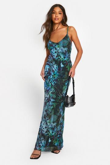 Blur Print Mesh Cami Maxi Dress multi