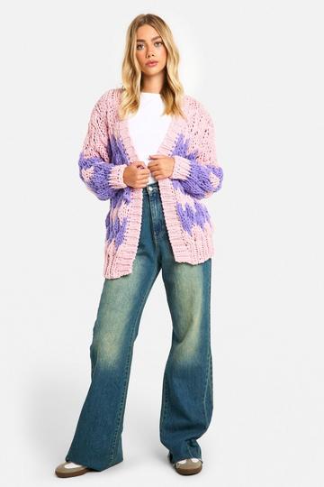 Oversized Dikke Gebreide Premium Cardigan pink