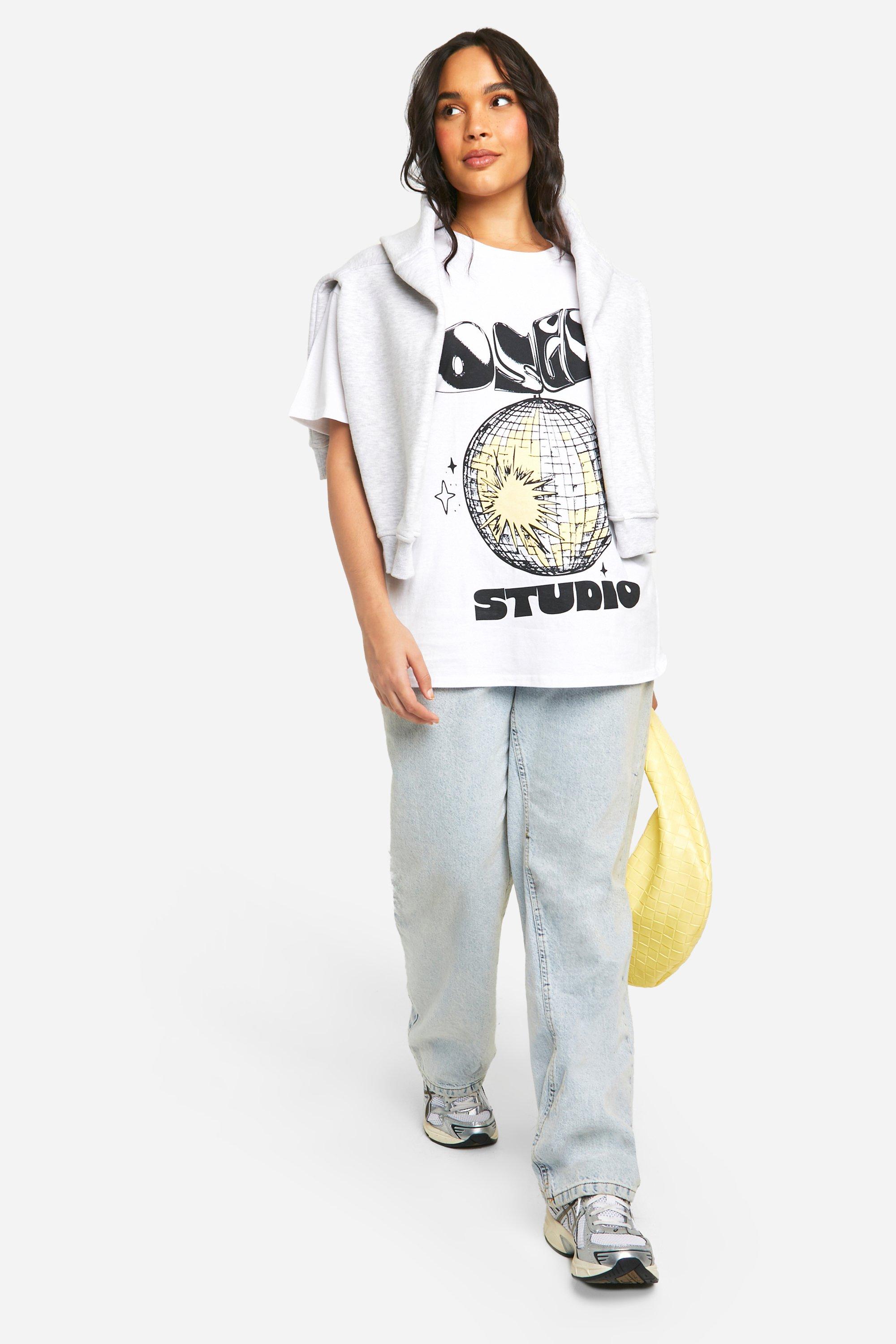 Grande taille T shirt a imprime boule disco