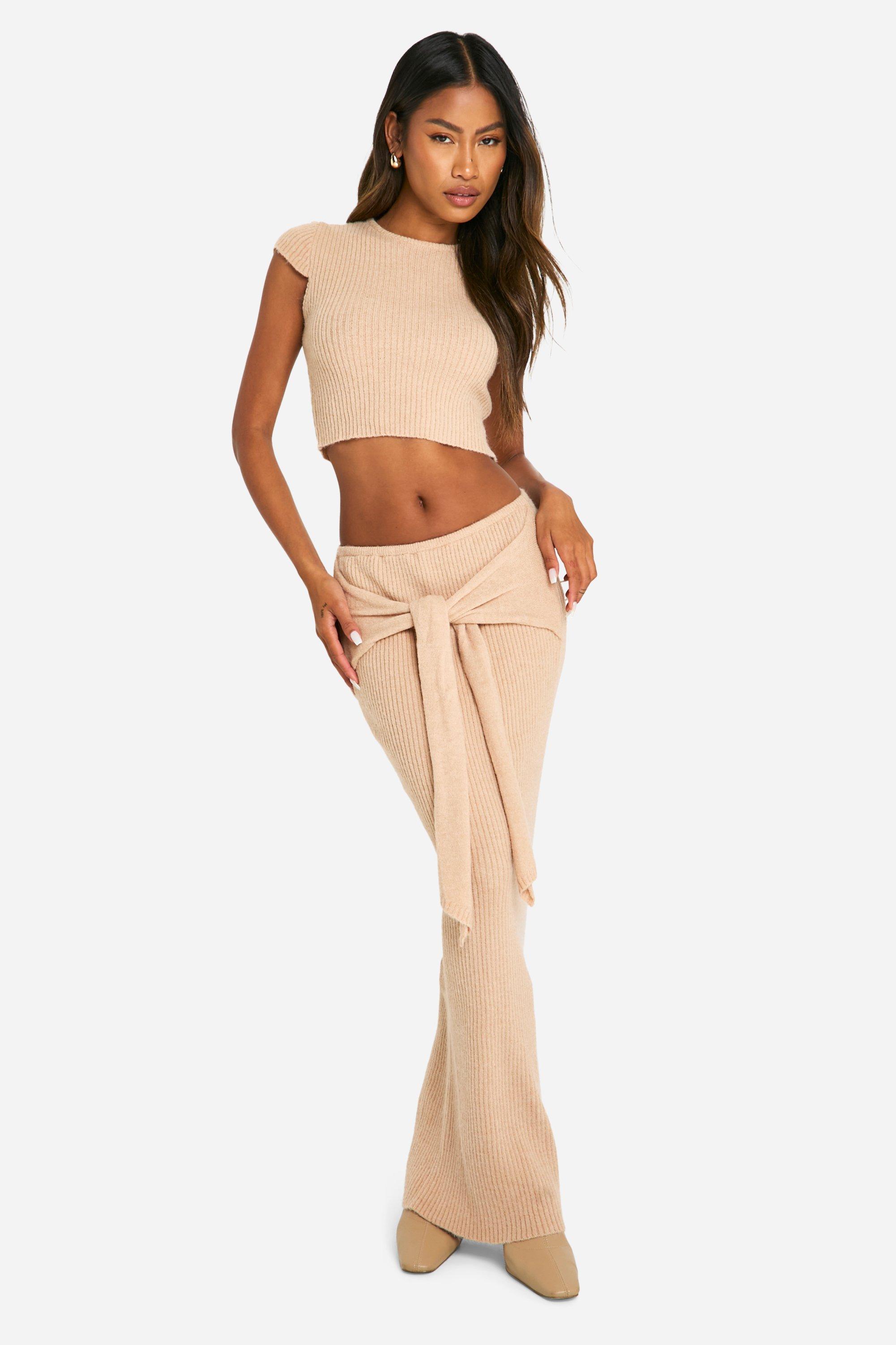 Rib Knit Top Draped Maxi Skirt Co ord