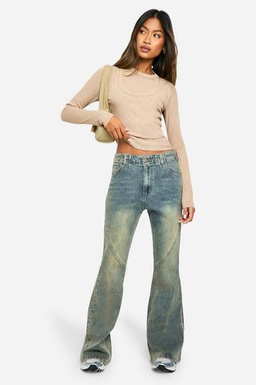 Seam Detail Flared Jeans vintage wash