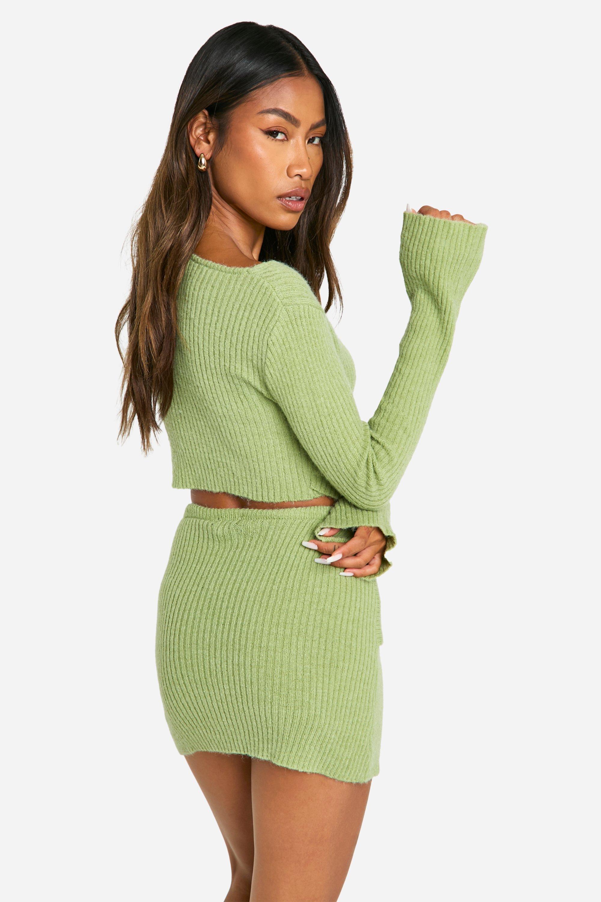 Ensemble en maille cotelee avec corset et mini jupe boohoo FR