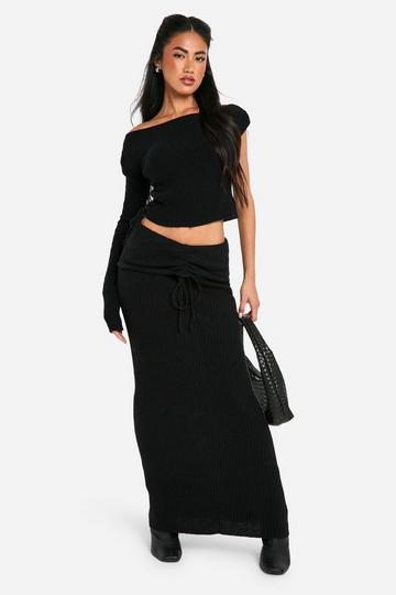 Black Rib Knit Crop Top & Maxi Skirt Co-ord