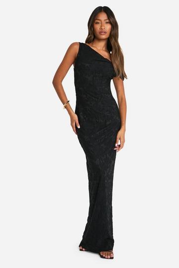 Jacquard Floral Twist Strap Maxi Dress black