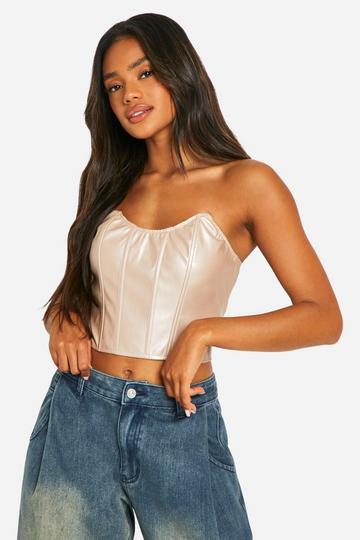 Pu Bandeau Corset Top With Boning stone