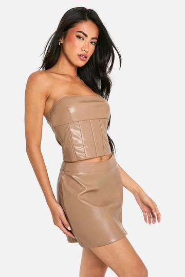 Pu Seam Detail Tube Top taupe