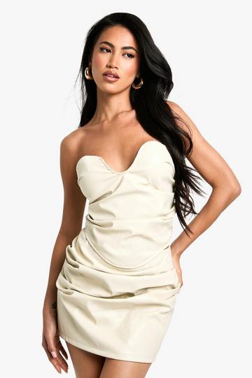 Pu Ruched Bandeau Corset off white