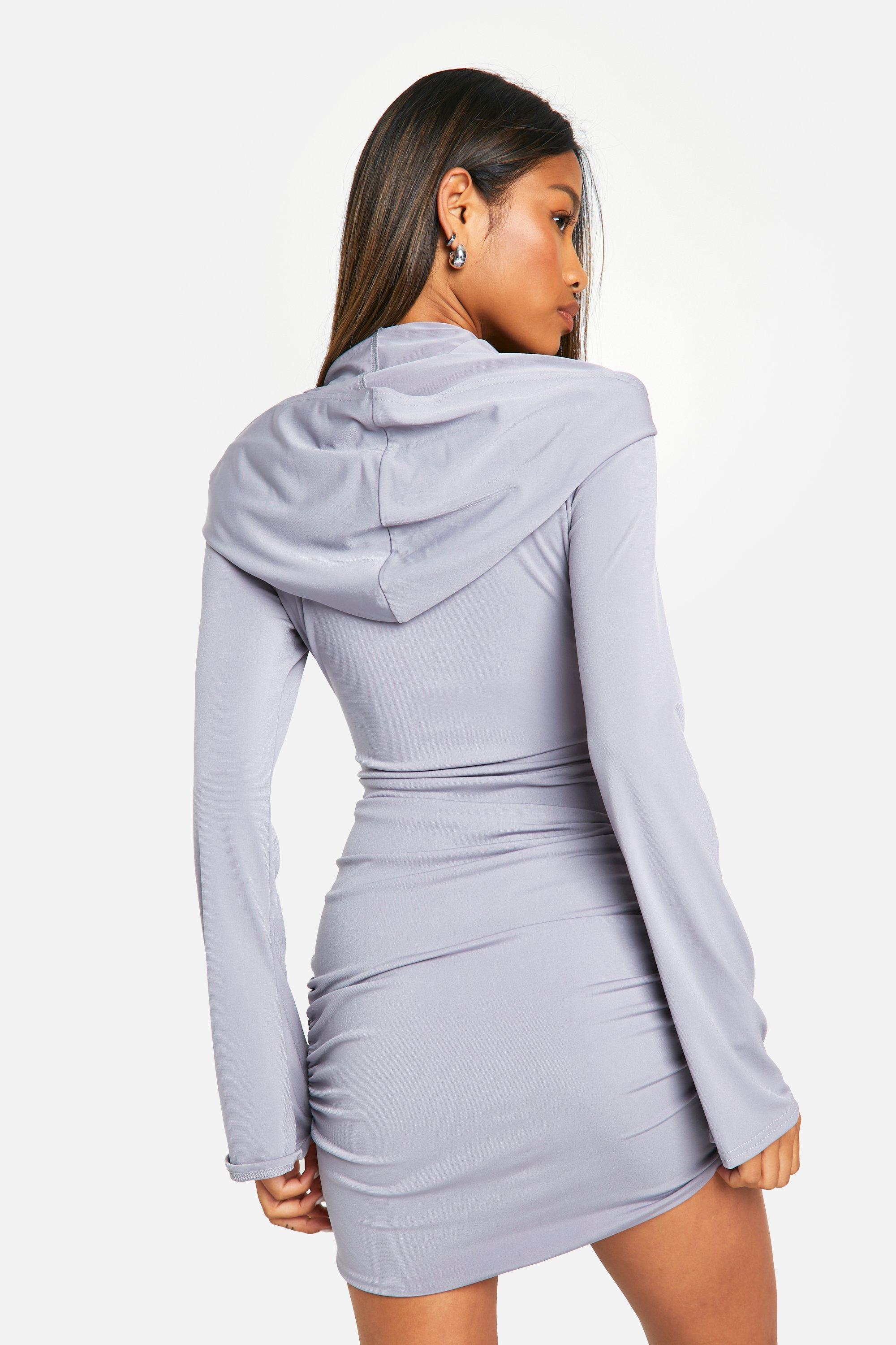 Hooded Matte Slinky Mini Dress boohoo