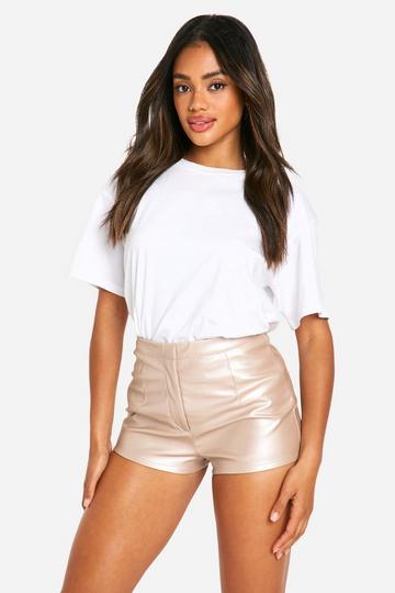 Stone Beige Pu Hotpant Shorts