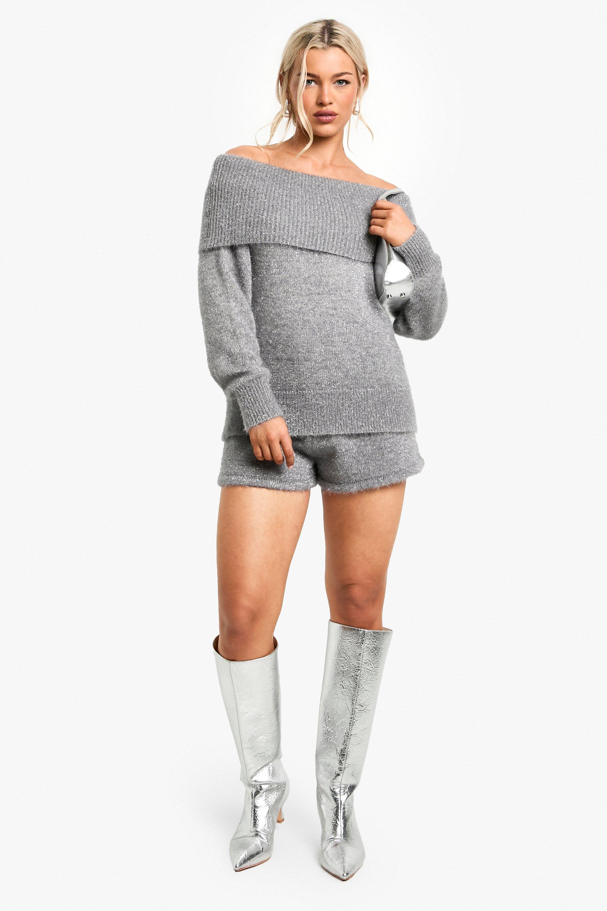 Knitted bardot top cheap