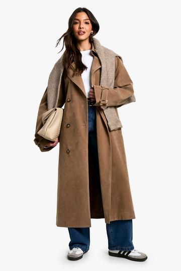 Vintage Look Suedette Trench Coat taupe