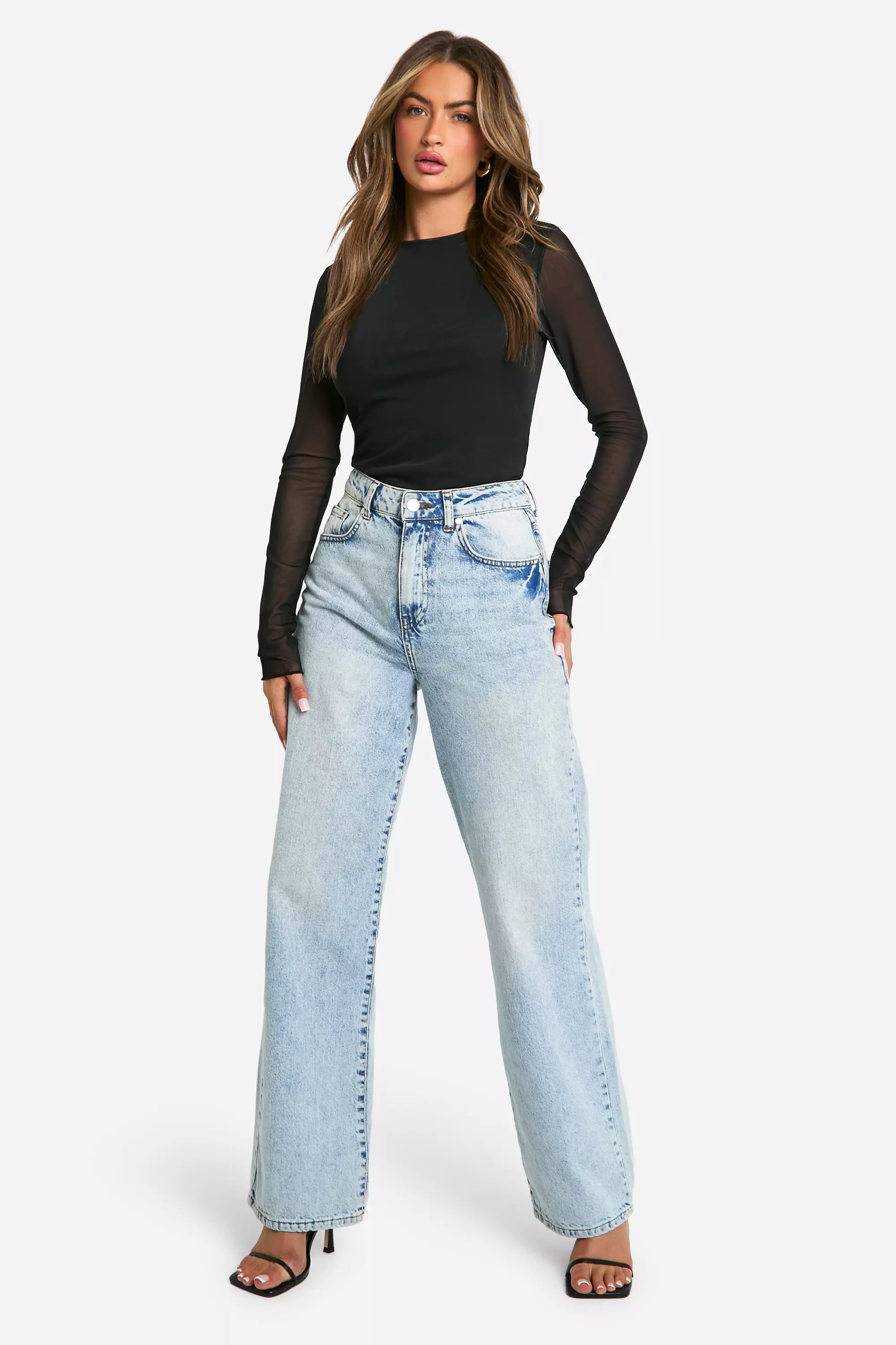 Black Mesh Open Back Long Sleeve Top alternative image