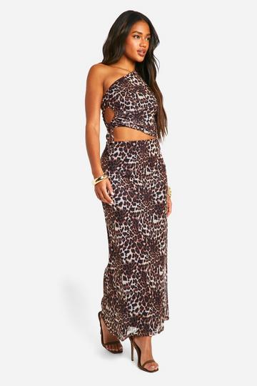 Leopard Print One Shoulder Crop & Maxi Skirt leopard