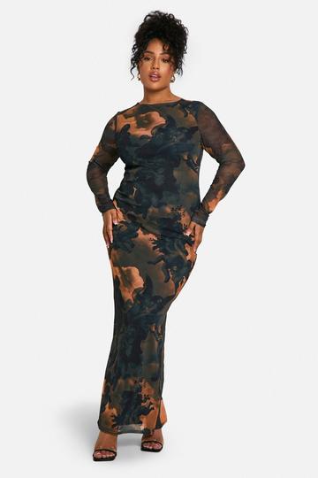 Grande taille - Robe longue en mesh à dos nu multi