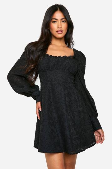 Black Textured Corset Milkmaid Mini Dress