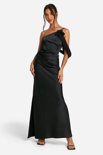 High Neck Flower Maxi Dress black