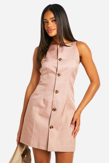 Button Down Mini Tailored Dress pink