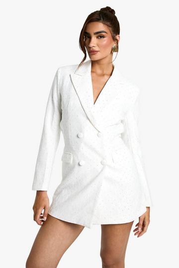 Kanten Blazer Jurk white