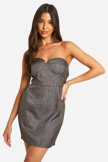 Tailored Bandeau Mini Dress brown