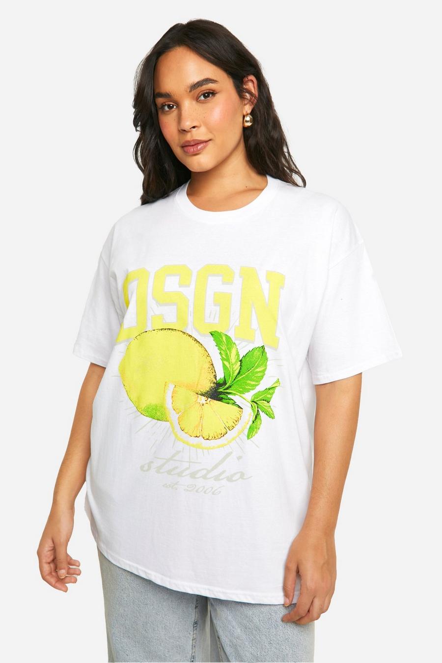 White Plus Dsgn Lemon Oversized T-shirt image number 1