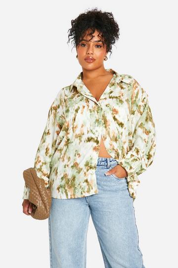 Green Plus Abstract Oversized Shirt