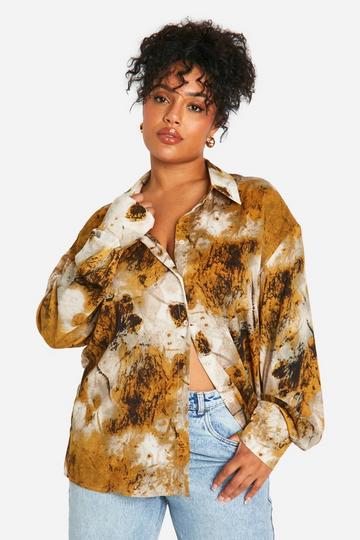 Plus Smudge Abstract Oversized Shirt yellow